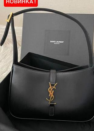 Жіноча сумка yves saint laurent hobo leather shoulder bag in black premium