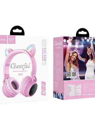 Навушники bluetooth hoco w27 cat ear wireless headphones pink