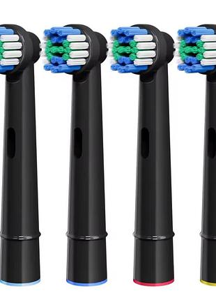 Сменные насадки для электрической зубной щетки oral-b 4 шт., подходят для precision clean и др. чёрные
