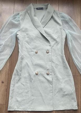 Сукня-піджак від boohoo, зелений відтінок шавлії, розмір 10/38, наш с-м, платье пиджак