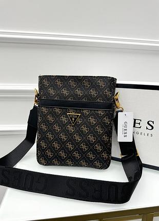 Мужская сумка guess через плечо lux коричневый е