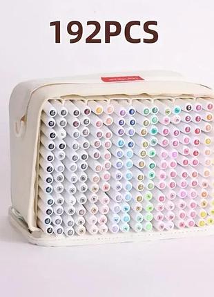 Професійні акрилові маркери languo 192 кольорів у пеналі на водній основі для паперу, скла, дерева.