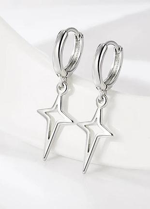 Панк сережки «зірка та хрест» вінтажний сріблястий метал