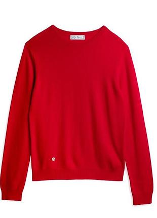 Жіночий неймовірний червоний вовняний джемпер з білою окантовкою на рукавах