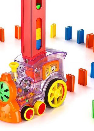 Развивающая игрушка паровозик с домино domino train 955-1a детский конструктор для поезда-домино