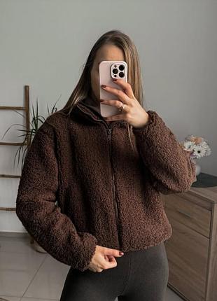 Куртка бомбер с мехом тедди