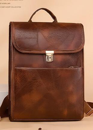 Женский рюкзак из экокожи в коричневом цвете для документов