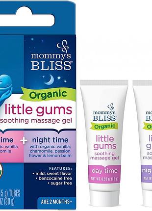 Гель для десен при прорезывании зубов mommy's bliss, organic little gums, набор для дня и ночи, детям от 2 мес