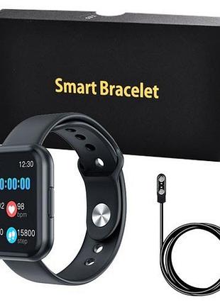 Смарт-часы smart watch t88 спортивные с пульсометром, тонометром, два браслета. цвет: черный