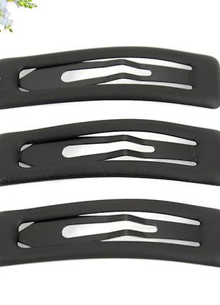 Набір 3 шт заколока хлопушка для волосся 5см матовий чорний