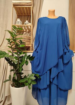 Ярусное синее праздничное платье!