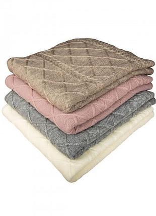 Большой шикарный вязанный шерстяной плед (цвет в ассортименте) размер 210*210 серый