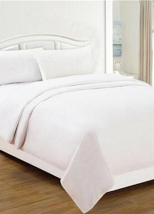 Постельное белье теплое байковое семейное фланель однотонное белое супер люкс с двумя пододеяльниками