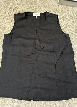 Великий розмір чорна льняна дизайнерська 💯 льон блуза топ chalou 46 52-54  німеччина 🇩🇪