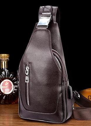 Сумка натуральная кожа мужская коричневый( 0234 )