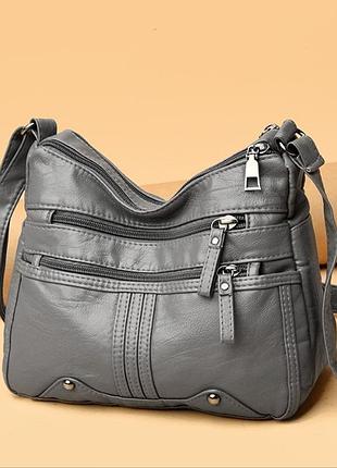 Современная женская серая сумка через плечо из экокожи, трендовая модная женская сумочка для девушки