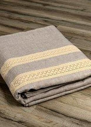 Пододеяльник небеленый лен 200х220 с кружевами