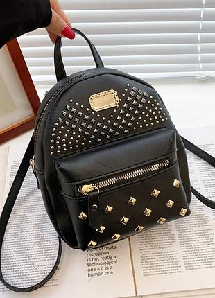 Мини рюкзак женский эко кожа черный( 6116 )