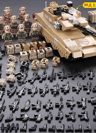 Военный конструктор современный танк + 9 солдатиков в коробке (671 деталей)
