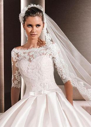 Фата длинная с кордовым кружевом