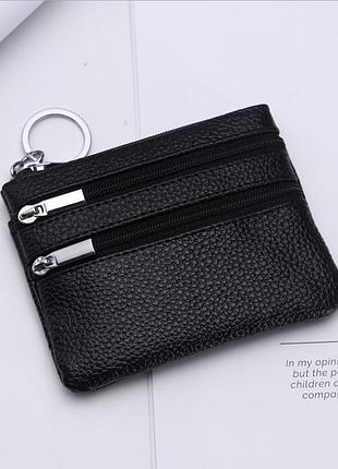 Мини кошелек женский натуральная кожа черный 8,5см х11,5 смх1,5см портмоне, бумажник