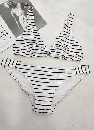 Купальник белый черный полоска