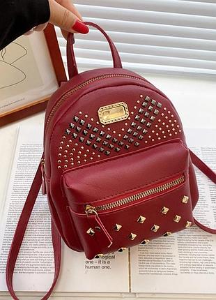 Мини рюкзак женский эко кожа красный( 6117 )