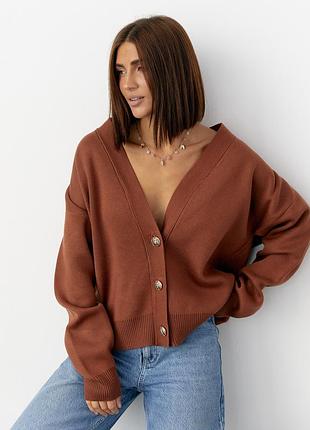 Розкішний кардиган з преміальної бавовняної пряжі з акцентними ґудзиками