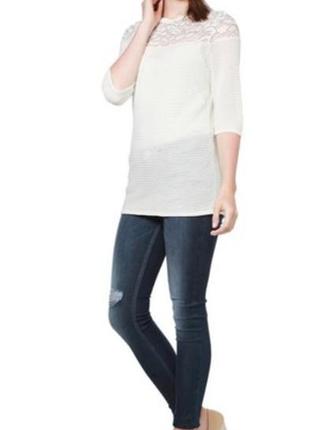 Бесподобная фактурная кофточка с кружевными вставками рукав три четверти f&f