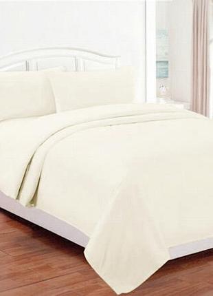 Комплект постельного белья двуспальный теплый байковый фланель однотонный шампань супер люкс