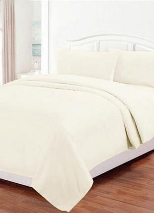 Постельное белье теплое комплект семейный - 2 пододеяльника фланель однотонное шампань супер люкс