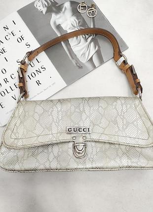 Сумка бежевая перламутровая не кожа gucci