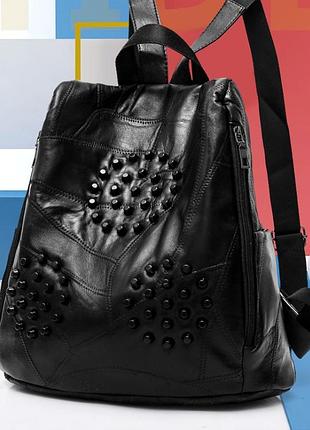 Рюкзак натуральна шкіра жіночий чорний( 6140 )