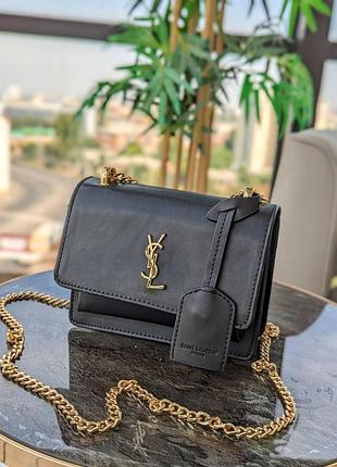 Женская сумочка yves saint черная золото брендовая сумочка ив сен лоран кросс боди ysl черный + золото