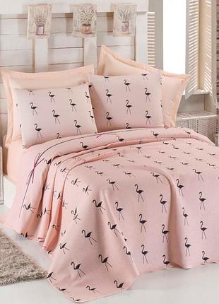 Покрывало пике вафельное 200х235см flamingo pudra eponj home