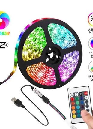 Гирлянда-лента (rope-lights) 5 метров smd5050-rgb music блютуз usb, лед лента