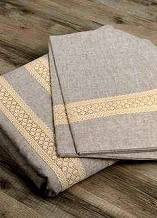 Наволочка небулений льон 40х60 см з мереживом