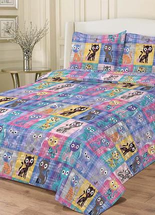Покрывало стеганое с наволочкой 145х205см кошечки zastelli