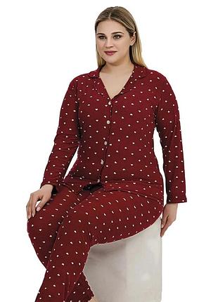 Пижама женская батал бордовая p08002