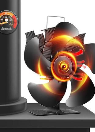 Вентилятор для дров’яної печі, камінний вентилятор для дров’яної печі, тепловий вентилятор xmasneed 5-blade