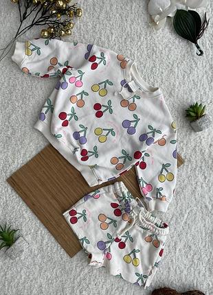 Дитячий костюм світшот та шорти від zara для дівчинки