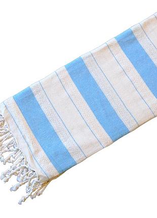 Пештемаль колонлу бежевая с голубыми полосками
