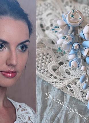 "біло-блакитний жасмин" заколка квітка