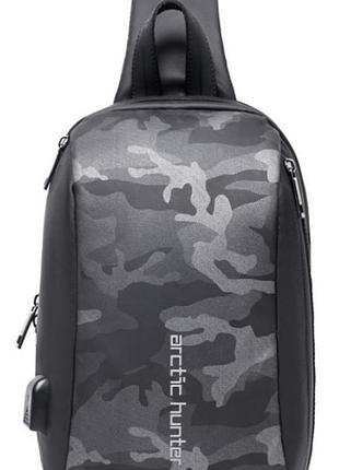 Однолямочний рюкзак arctic hunter xb00081 чоловічий міський вологостійкий камуфляж 6л