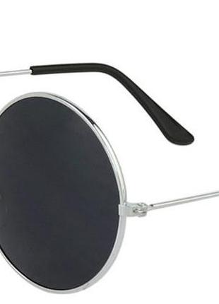 Круглые очки тишейды с чёрной линзой унисекс, черный в серебре