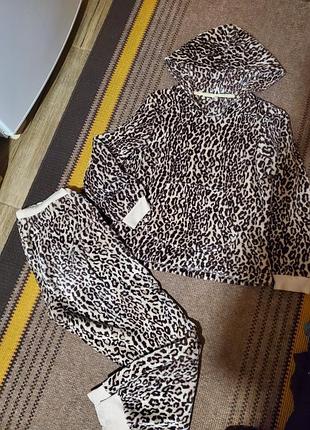 Плюшевая леопардовая пижама george s-m