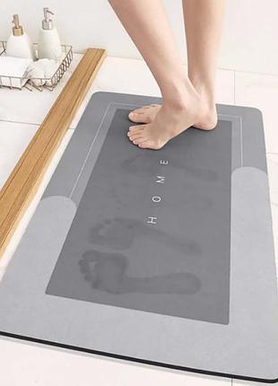 Коврик для ванной водопоглощающий прямоугольный коврик для кухни - 40х60 см серый home