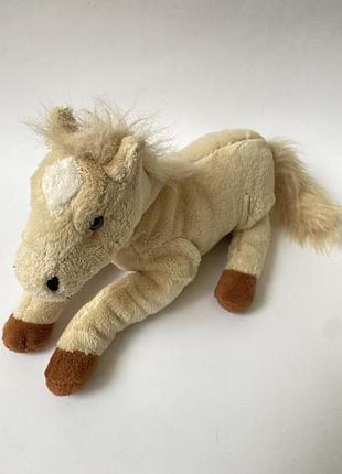 Мягкая игрушка лошадка бежевая лошадь конь мʼяка плюшева іграшка кінь