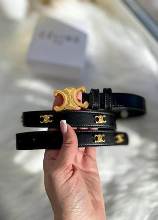 Шкіряний жіночий ремінець селін брендовий жіночий ремінь celine чорний стильний ремінець для дівчат люкс якості