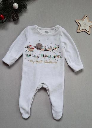 Велюровый новогодний человечек f&amp;f слип теплый для новорожденного мальчика новорожденной девочки боди бодик
